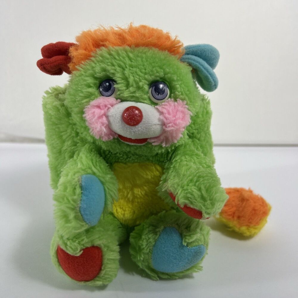 Popples Putter - Stuffed Plush - Lime Green - Orange - Rare - Vintage
